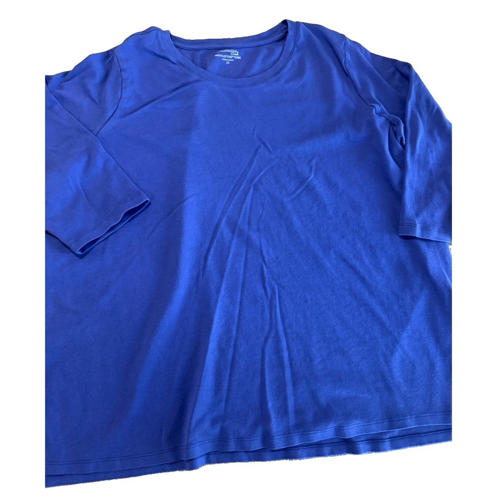 Coldwater Creek 2X Royal Blue Best Cotton Tunic Long Sleeve Egyptian Cotton